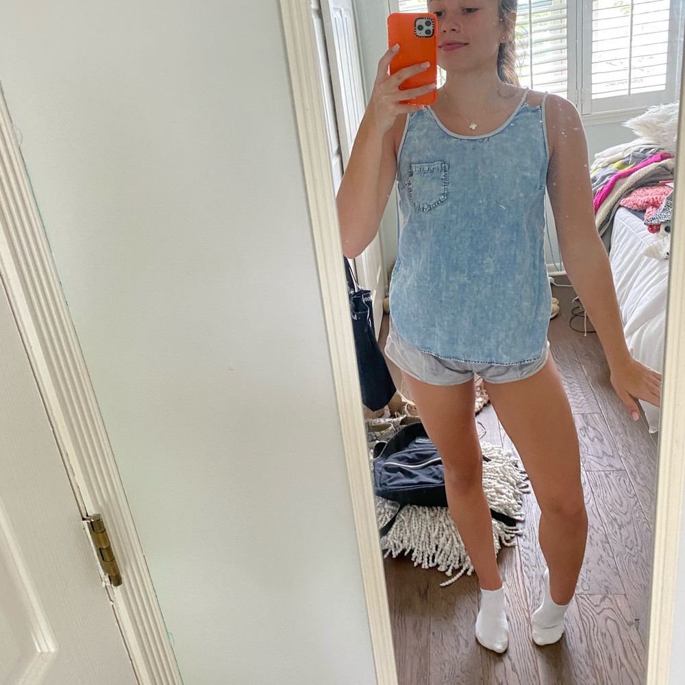 Blue sleeveless top